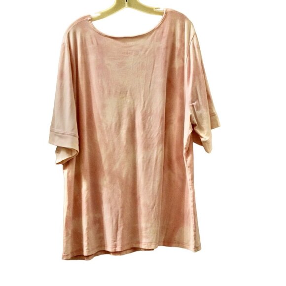 Women's Lane Bryant Modern Fit  Pink Custom Bleach Dye V-neck T-shirt 26/28 - Picture 3 of 5